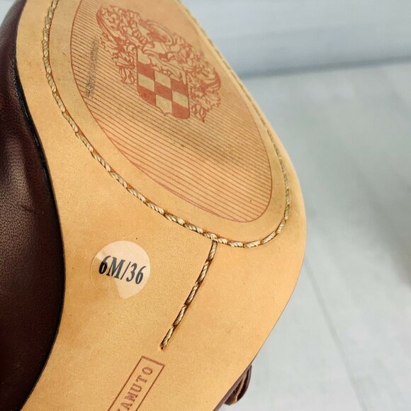 Vince Camuto JAMILY Triple Strap Back Zip Burgundy Leather High Heel Pump 6 M - Picture 9 of 10